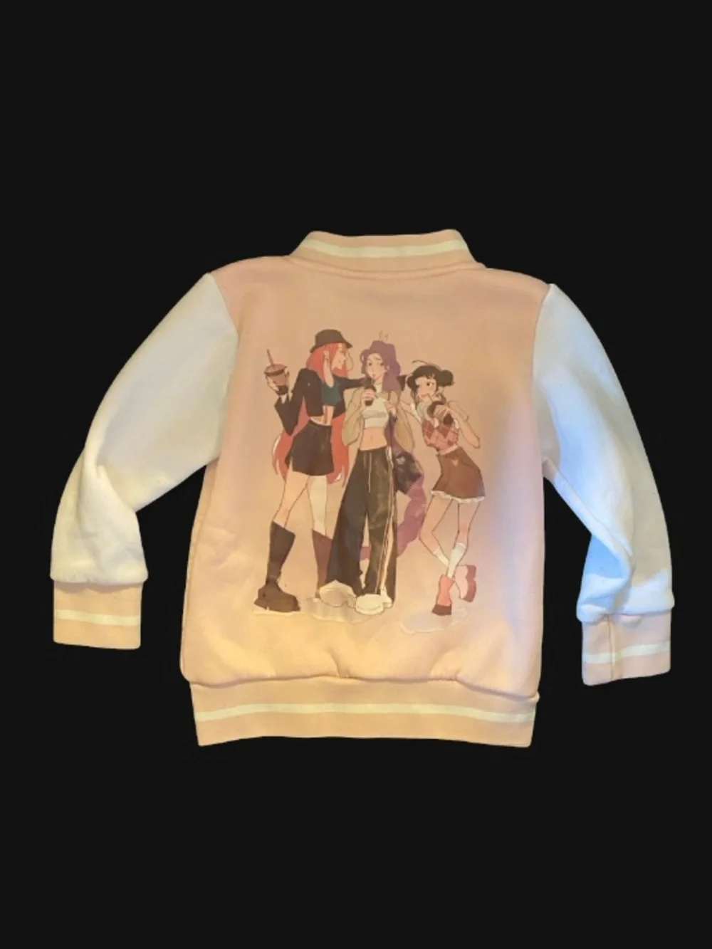Pink & White Anime Girl Varsity Jacket
